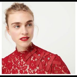 J Crew Red Lace Blouse